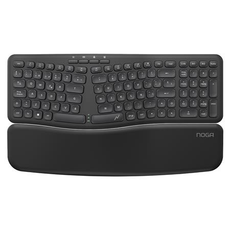 Teclado Inalámbrico 2.4G + Bluetooth + Ergonómico con Apoya Muñecas